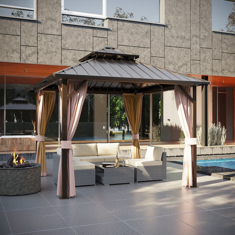 Aluminum Patio Hardtop Gazebo with Double Roof: Durable Protection and Stylish Design, 12 ft x 12 ft
