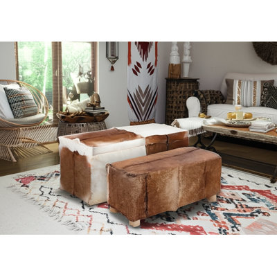 Élégant banc en fourrure avec housse amovible - Banc de rangement rembourré pour sièges de chambre à coucher, de salon et de salle à manger - Mobilier d'appoint polyvalent offrant confort et style - ensemble de 2, 48 po, brun