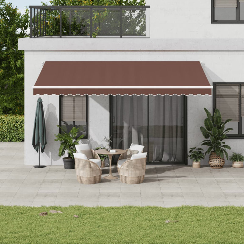 Automatic Retractable Awning 500X350 Cm, Solid Colour, Brown