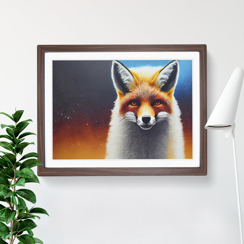 Welcoming Fox - Framed Print, 25cm H x 34cm W x 2cm D, Walnut Framed