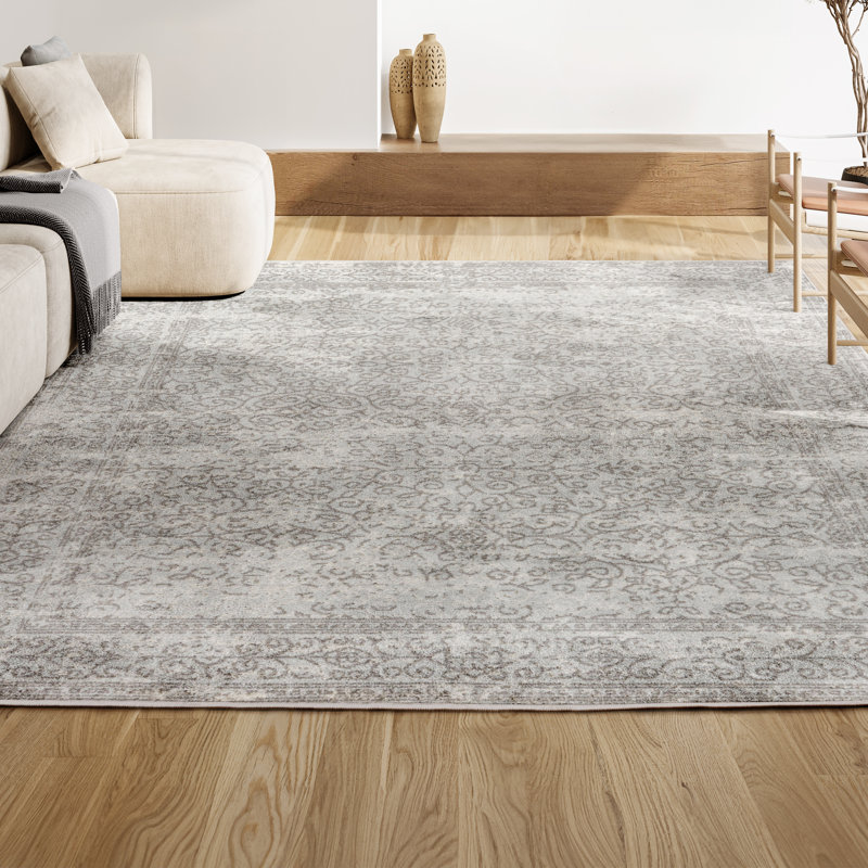 Tapis gris / gris foncé Driffield Filigree, Rectangle 7 pi 9 po x 10 pi