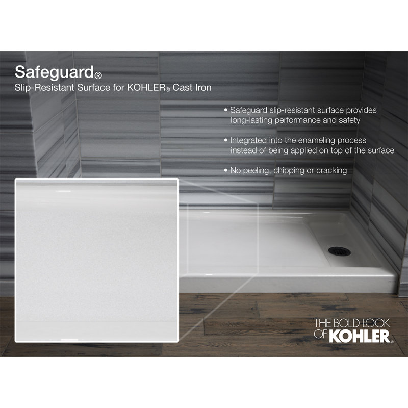 Base de douche à drain simple 60 po x 36 po Salient®, Sel de mer