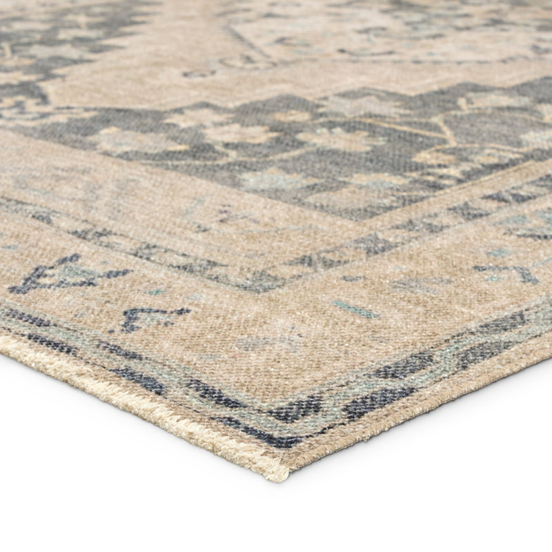 Vibe by Bungalow Rose Pasain Medallion Machine Washable Navy/Light Green Area Rug, Rectangle 8'6" x 11'9"