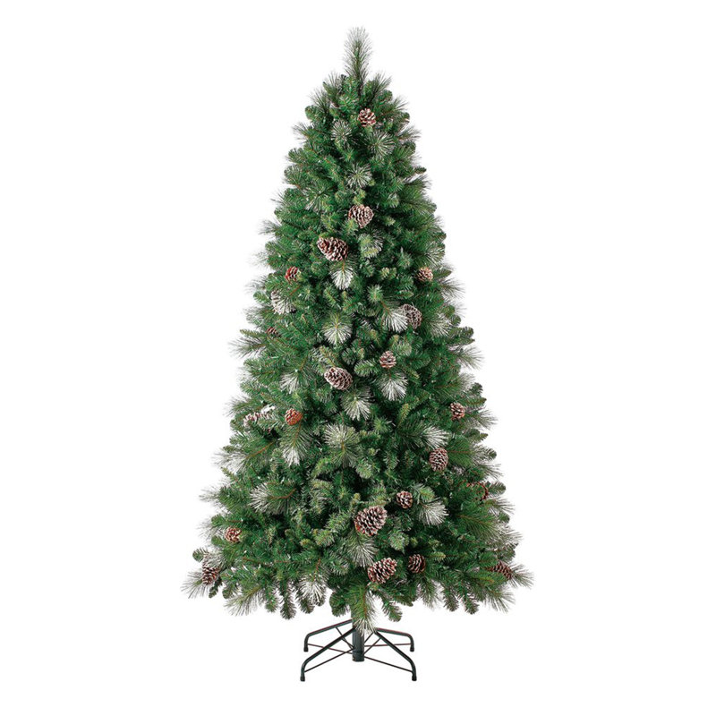 Home Heritage 7' Prelit Artificial Christmas Tree 600 LEDs, Pinecones & Glitter, 7'