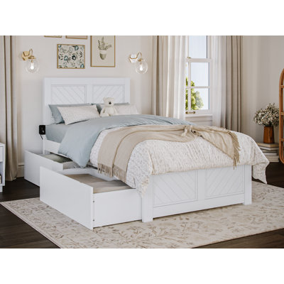 Jeinny Solid Wood Platform Bed with Matching Footboard & Storage Drawers
