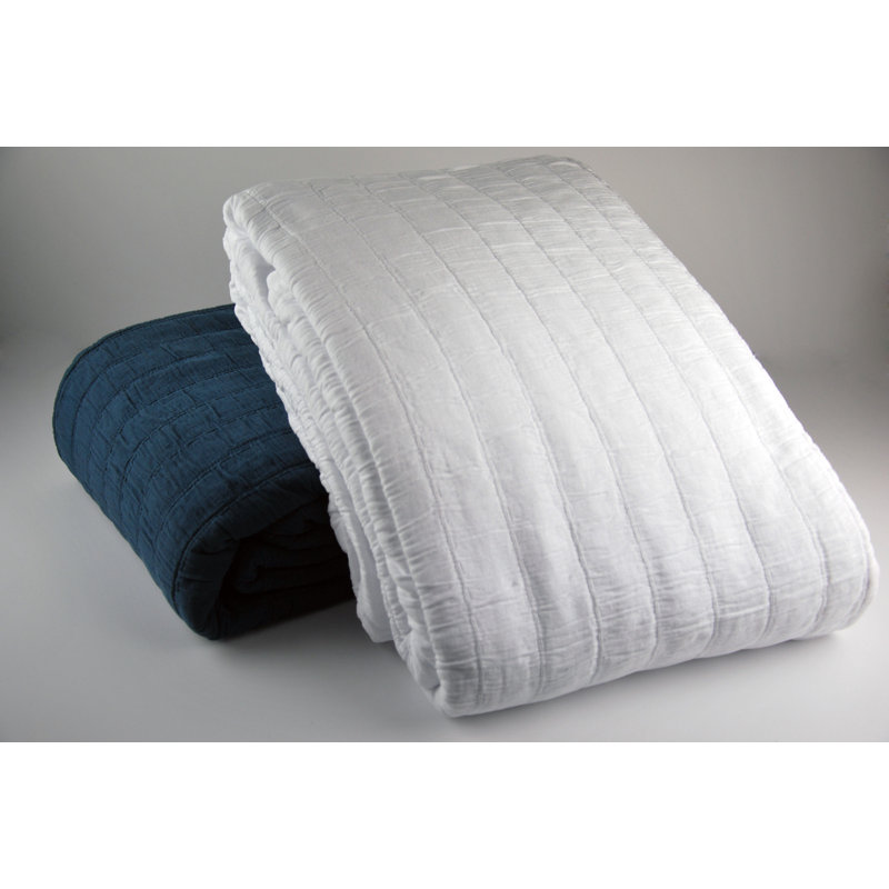 Relax Row Cotton Standard Coverlet, Twin Coverlet, White