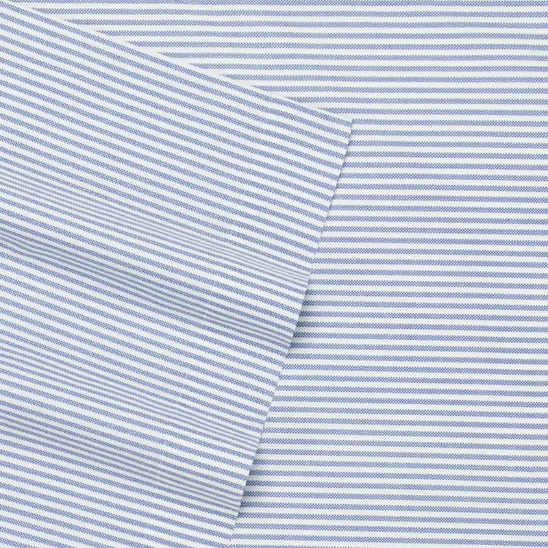 Poppy & Fritz Printed Percale Cotton Sheet Set, Twin Sheet Set + 1 Pillowcase, Oxford Stripe Blue