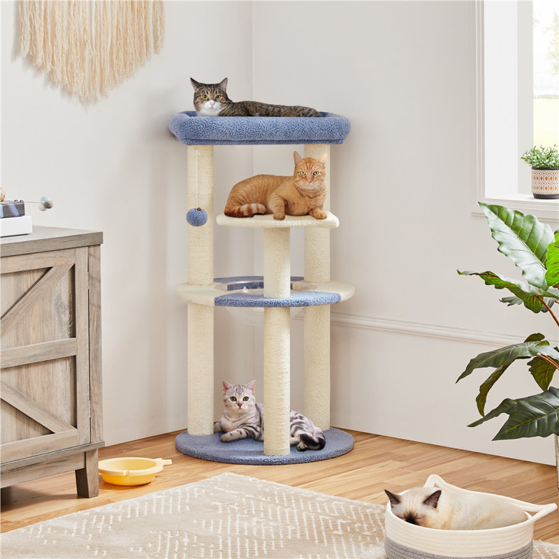 90cm H Cat Tree, Blue/Beige