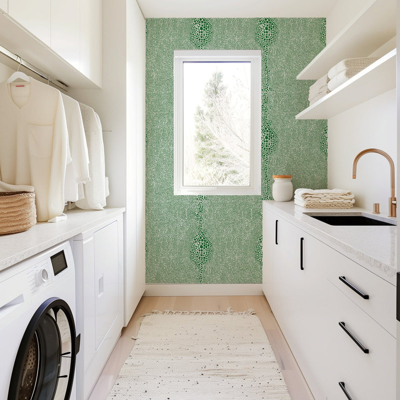 Rouleau de papier peint l 10 pi x l 24 po Mme Paranjape, Faux Grasscloth, Non collé, Vert signature
