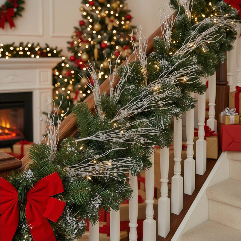 20Pcs décorations de Noël de paillettes artificielles de baies décoratives, baguettes de Noël, rameaux scintillants, branches pour arbre de Noël, couronne, vase, décorations de fête, décorations de Noël