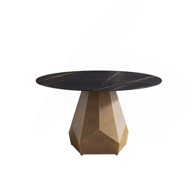 Round  Sintered Stone Dining Table With Metal Base