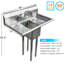 Évier utilitaire à 1 compartiment en acier inoxydable l 38 po x P 22 po avec double égouttoir et robinet Express KitchQuip