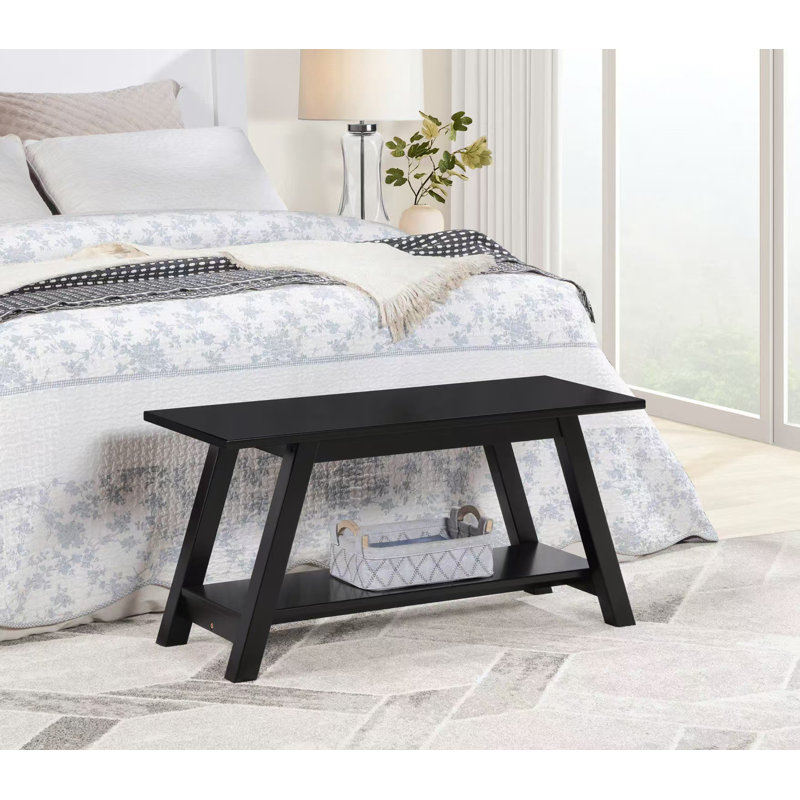 Solid Wood Bench with Shelf, Espresso