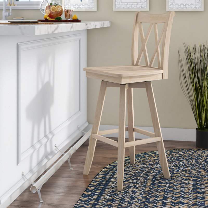 Depali Swivel Solid Wood Counter Stool with Solid Wood Frame
