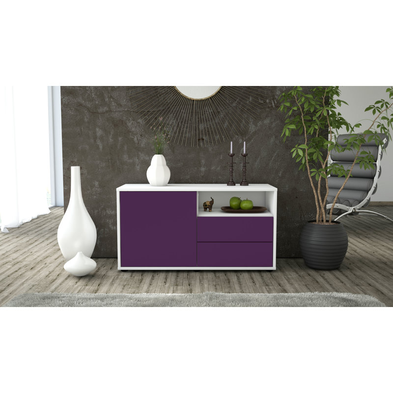 Tre 92cm W 2 - Drawer Chest of Drawers, White/Purple