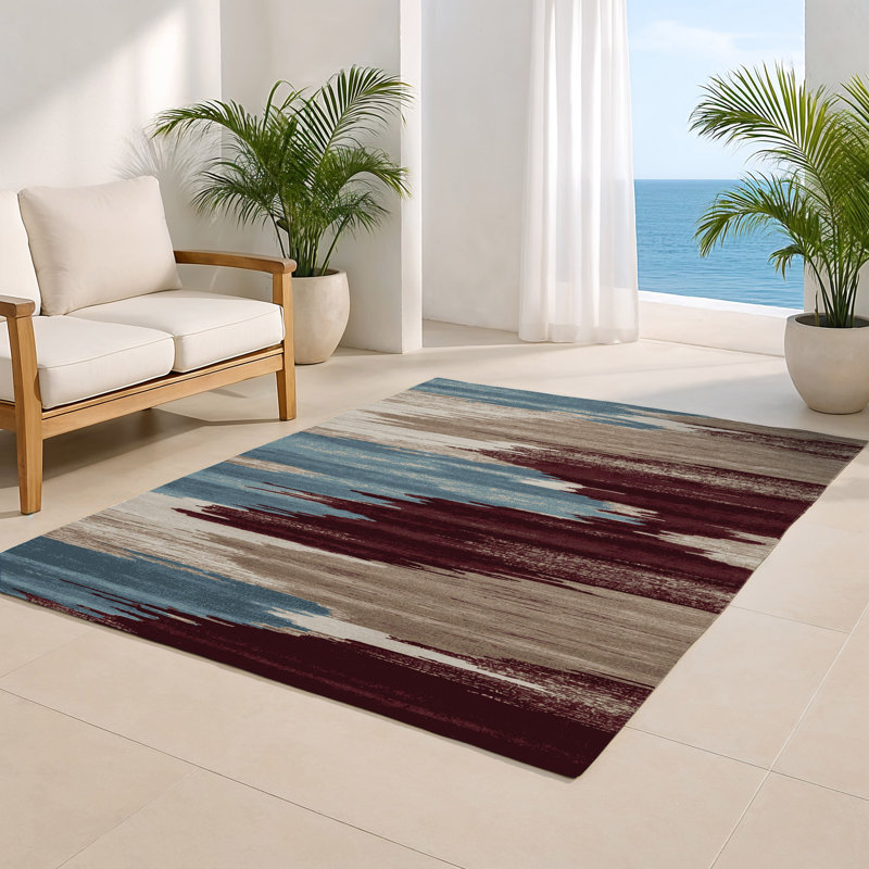Watercolor Gray Indoor and Outdoor Area Rug, Rectangle 8' x 10'