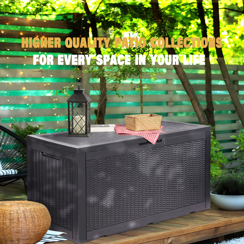 KUTIME 100 Gallon Water Resistant Resin Lockable Deck Box