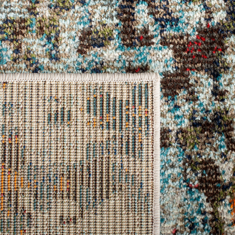 Tapis gris / bleu Gammage, Rond 5 pi, Grey/Blue