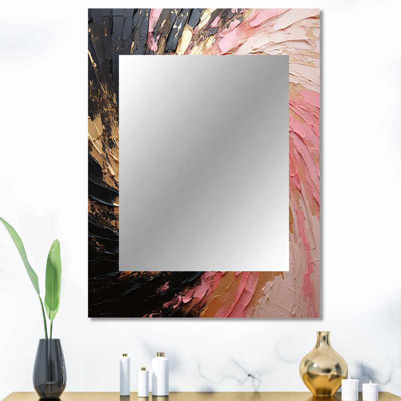 Minimalism Vortex Pink Poteries - Modern Rectangular Wall Mirror, 40" x 30"
