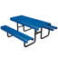 Tables de patio commerciales en bois, table de pique-nique en acier 72 po avec trou pour parasol