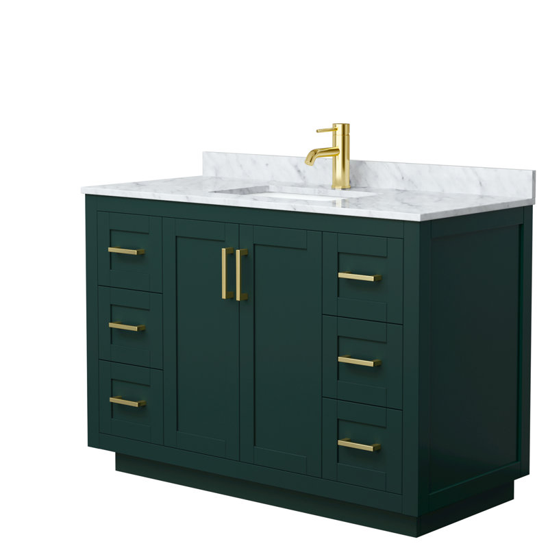 Miranda 48" Freestanding Single Bathroom Vanity with Marble Top, Green, Brushed Gold