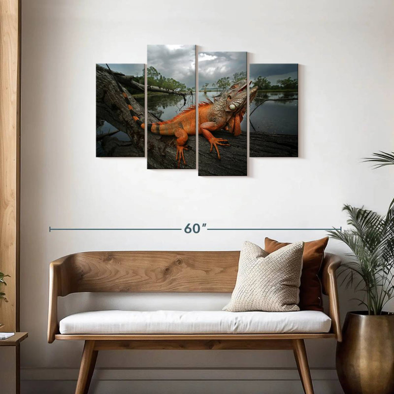 Brampt Orange Iguana, 27" H x 43" W