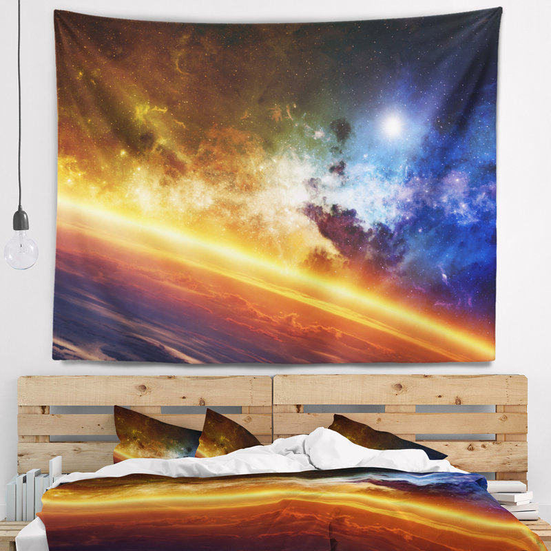 Tapisserie de la planète éclatante spacescape, H 32 po x l 39 po