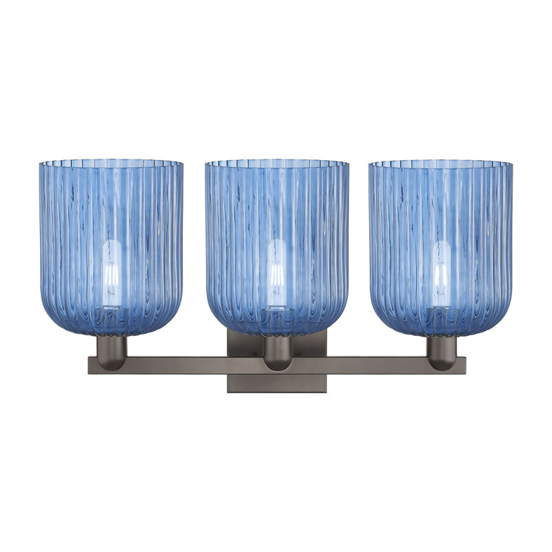 Bridal Veil 3 - Light Vanity Light, Blue / Oil Rubbed Bronze