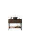 Meuble-lavabo sur pied 36 po avec lavabo vasque en céramique noire, tiroir et tablette, finition noyer foncé 36 po