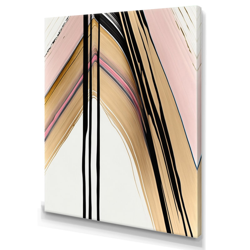 «Minimalisme rose et doré», impression sur toile, H 44 po x l 34 po x P 1,5 po, Toile tendue