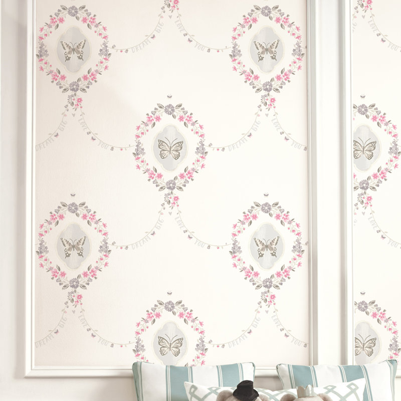 Rouleau de papier peint 33 pi x 20,5 po Hinterpoint, Rose / argent métallique