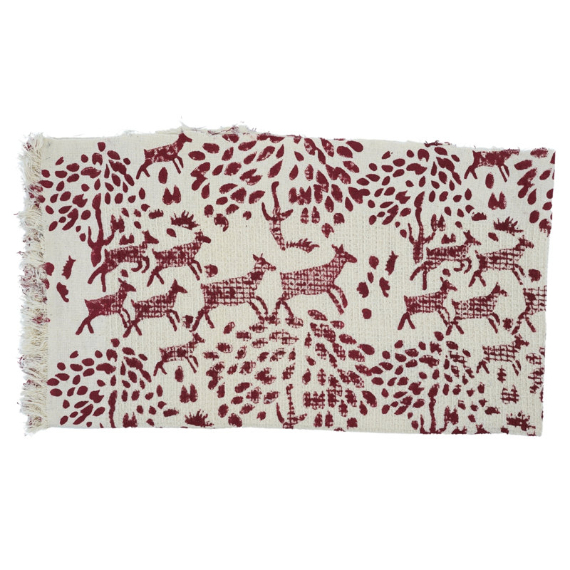 Floral 100% Cotton Hand Block Print Waffle Towels - Perfect Gift for Friends & Family, Stylish and Functional "Hiran", Red