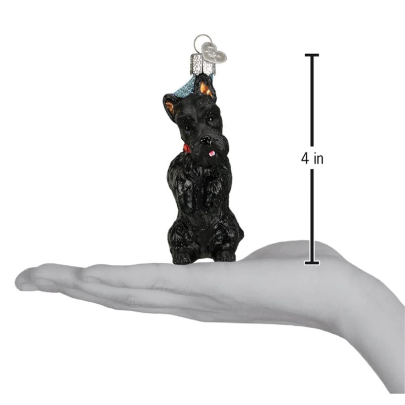 Ornement en verre soufflé Old World Christmas pour arbre de Noël, terrier écossais
