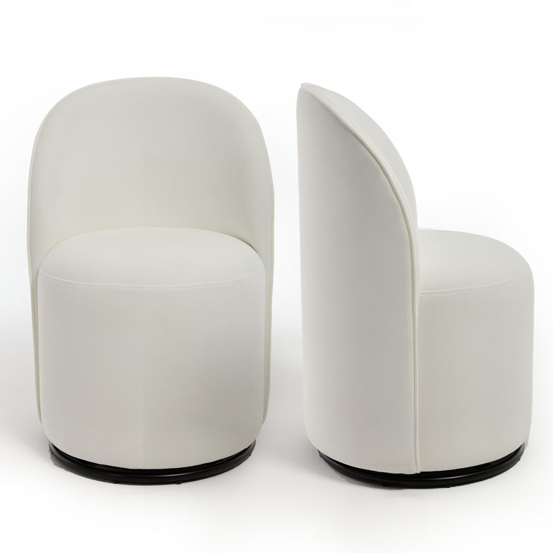 Upholstered Kitchen & Dining Room Barrel Chair, White