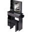Petit meuble-lavabo de 29,2 po avec tiroir à gauche + tabouret rembourré, 2 blocs d'alimentation CA + 2 ports USB, support pour séchoir à cheveux, très grand miroir à DEL coulissant à contrôle tactile, changement de luminosité tricolore, réglage de la luminosité-2093186420
