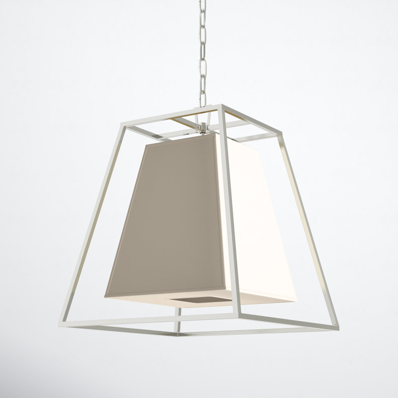 Lustre géométrique à 4 lumières Maximus, Crème, Nickel poli