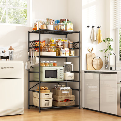 Étagère en métal robuste de 23,6 po x P 13,8 po avec crochets en S, organisateur de rangement de garage pour garde-manger, cuisine et garde-robe