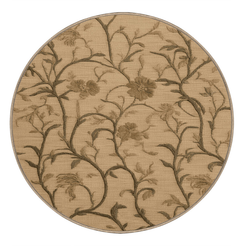 Tapis beige français lavable à la machine, Rond 3 pi