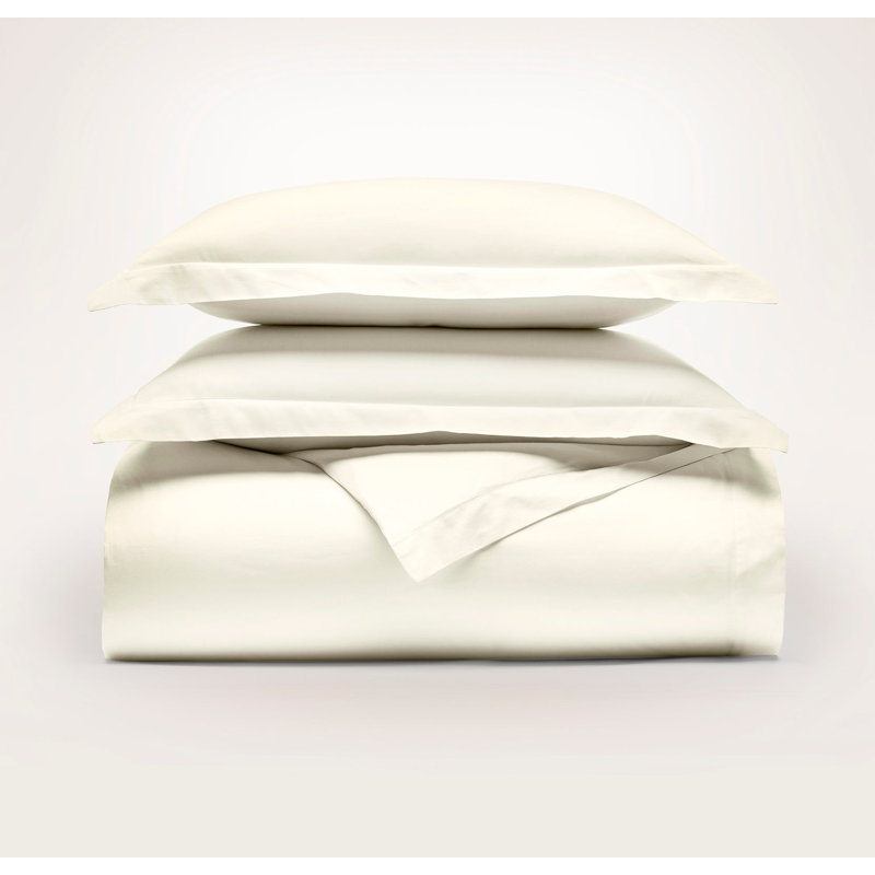 Signature Hemmed Duvet Set, Queen Duvet Cover + 2 Standard Shams, Cream