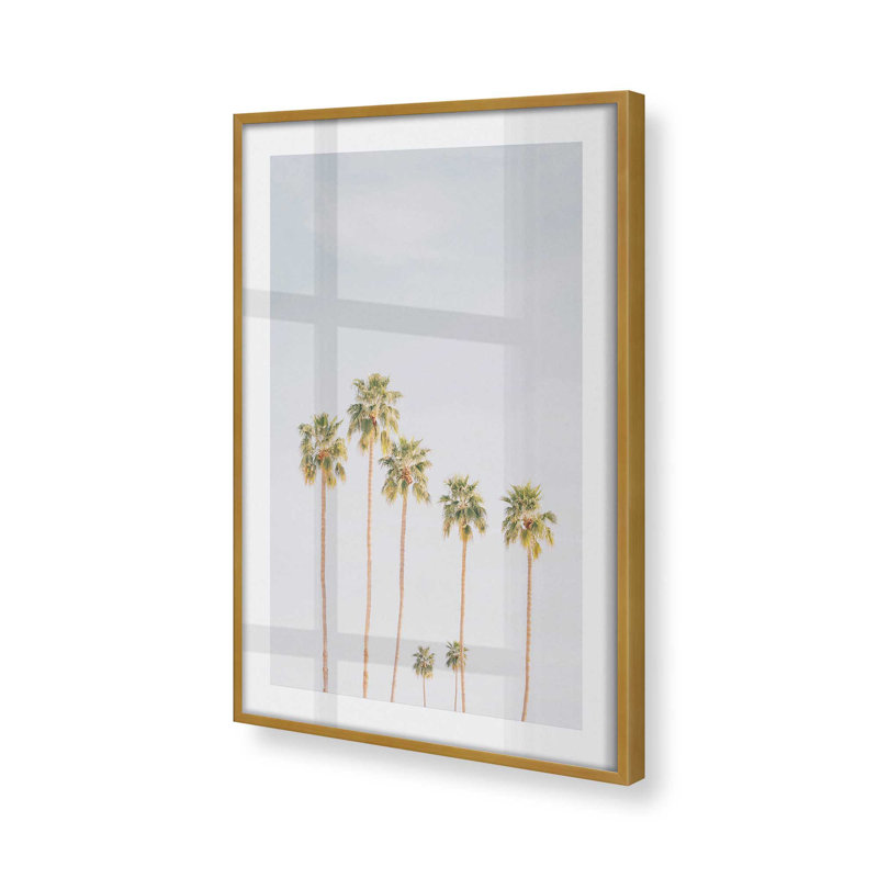 Palm Tree Symphony, impression roulée, sans cadre, H 25,25 po x l 19,25 po x P 1,25 po, Cadre doré poli