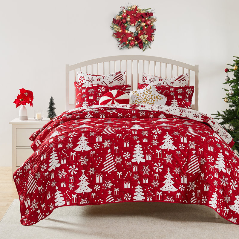 Ensemble de couvre-lit pour grand lit 3 pièces Greenland Home Fashions Peppermint Party, 90 x 90 po, Grand lit