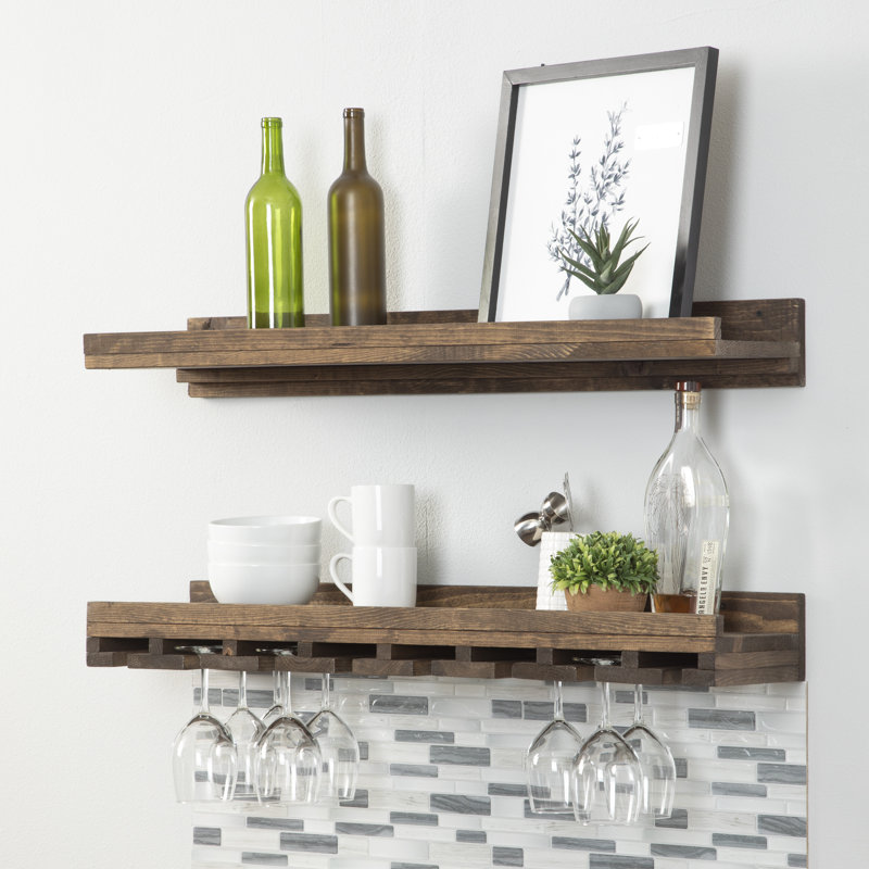 Boilleau Wine Glass Rack, Dark Walnut, 4.25" H x 36" W x 10" D