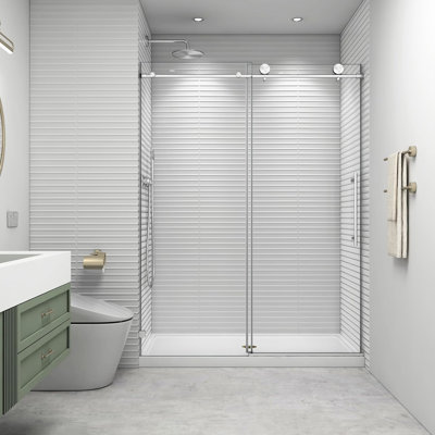 8Mm Easy - Clean Tempered Glass 60" W X 73" H Black Shower Doors With Soft Closing System, Brushed , American Style, Water , Quiet Automatic Closing, Personalized Support Doors, Glass, Design,