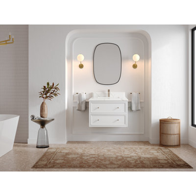 Roswell Floating 30 In. W X 22 In. D Single Sink Bathroom Vanity With Cove Edge Quartz