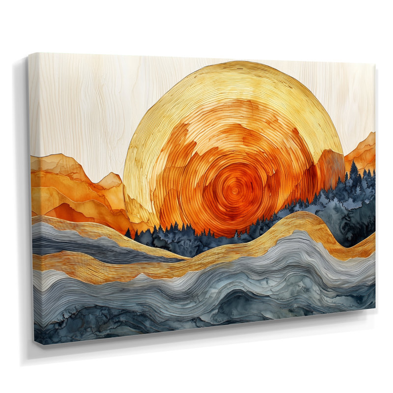 Geriyah lever de soleil dans un paysage de forêt I - art mural forêt pour le salon, H 30 po x l 40 po, Toile tendue