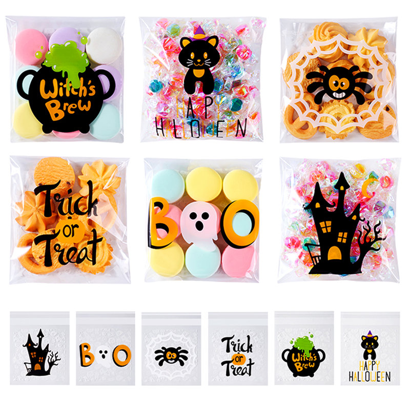 150 sacs d'Halloween en cellophane, 0.05" H x 5" W x 5" D