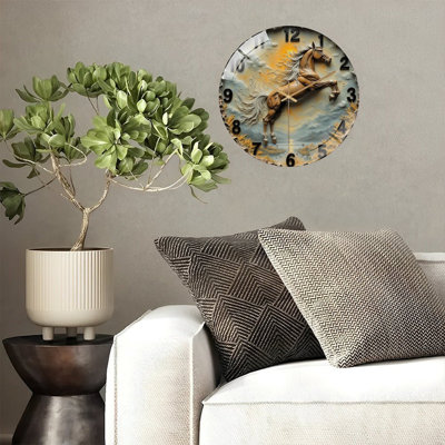 Horloge murale rétro vintage pour art de bureau à domicile - Horloge murale moderne en verre 12 po