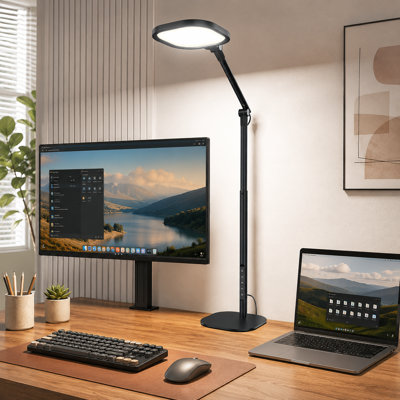 Tall Adjustable Desk Lamp with 50 Lighting Modes, Memory, Timer and Flexible Arm for Computer Lighting, Architecture Work or Video Conferencing