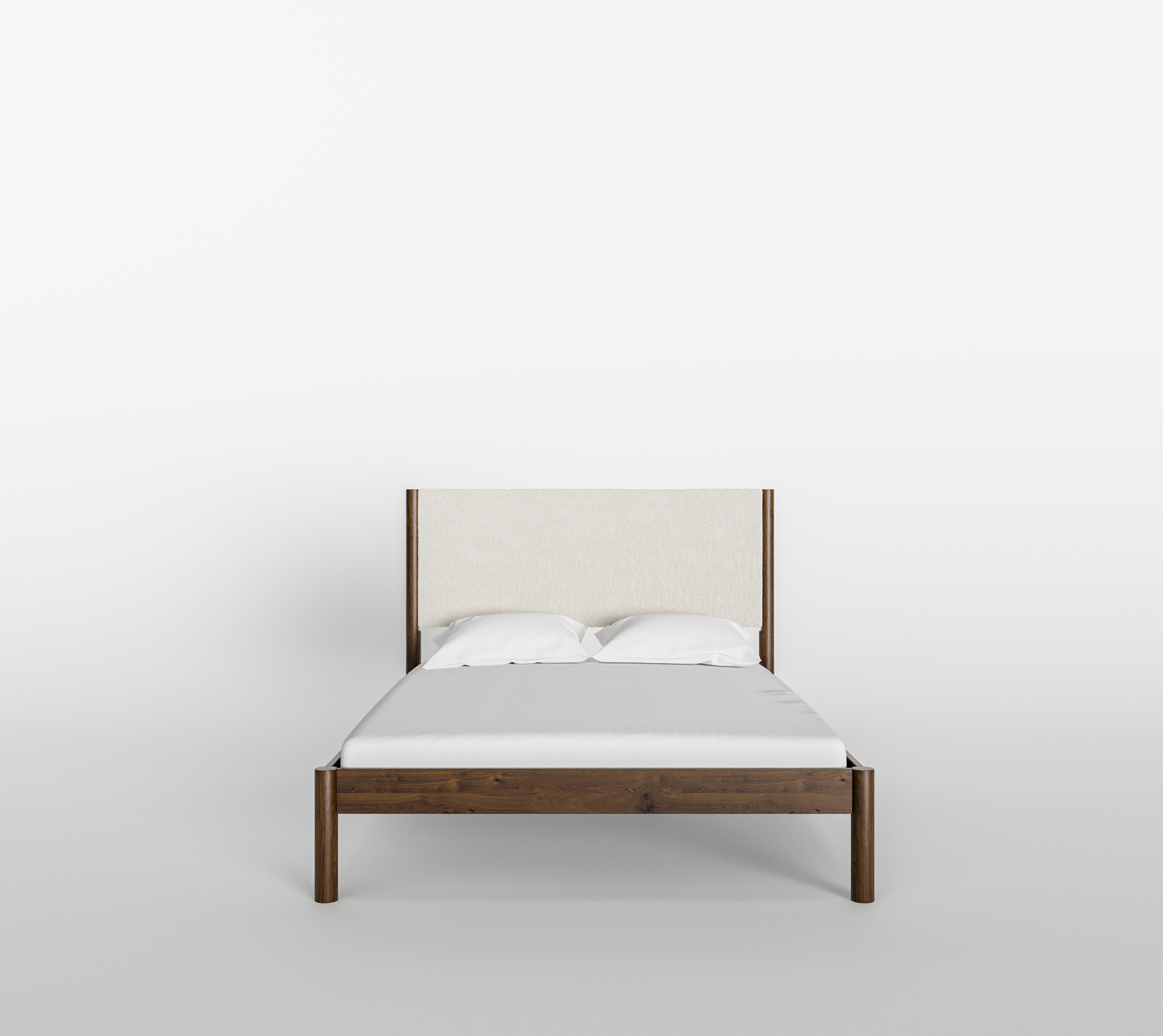 AllModern Ardin Solid Wood Bed Frame With Cream Boucle Upholstered Headboard & Reviews | AllModern