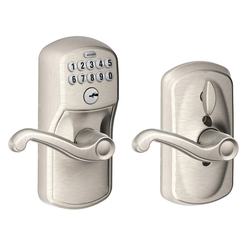 Flair Keypad Lever with Plymouth Trim, Satin Nickel